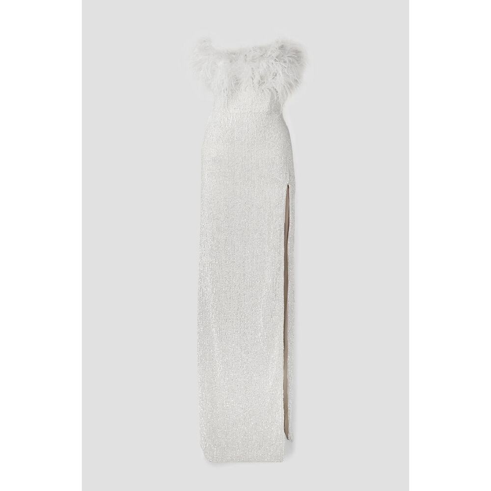 Retrofête Dolly Strapless Feather-Trim Sequin Satin Gown - Picture 7 of 13